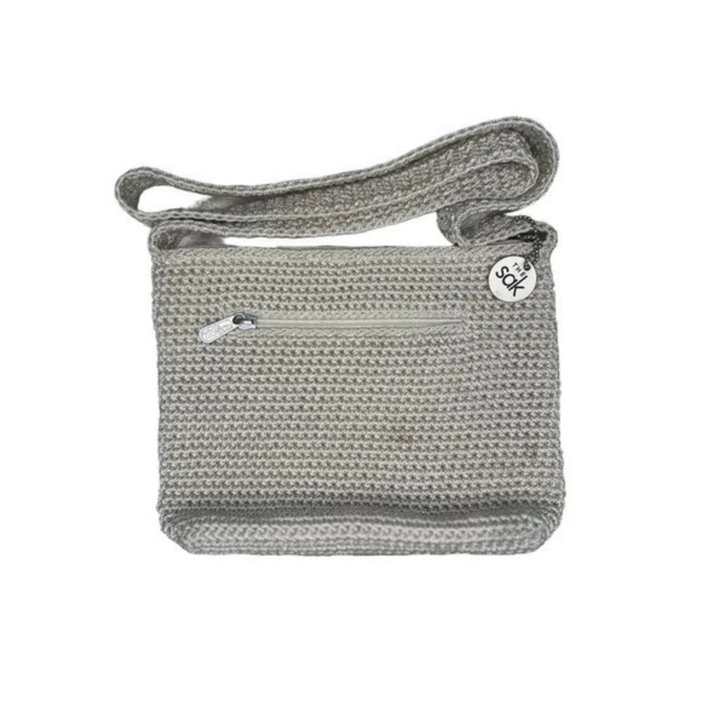 The Sak Vintage Y2k Crochet‎ Knit Bohemian Cream ivory Shoulder Bag